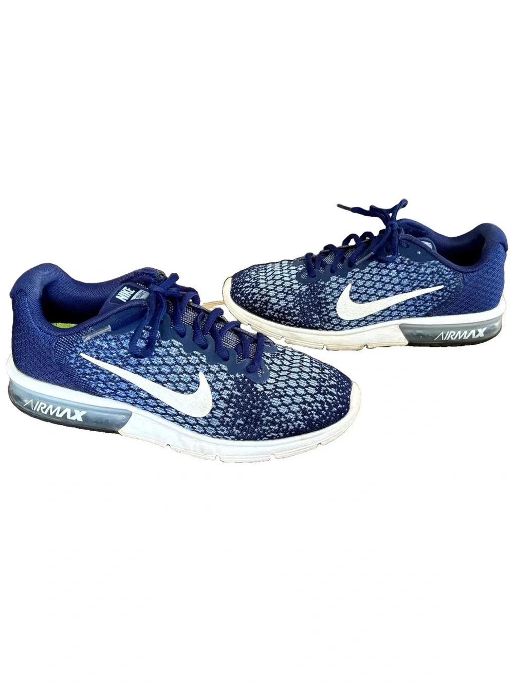 NIKE AIR MAX SEQUENT 2 Running Shoe Blue White Knit Casual 852465-401 WMNS 8.5 - Picture 2 of 16